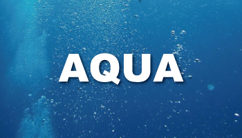 有限会社アクアの紹介画像。青い水中背景に白いAQUAの文字